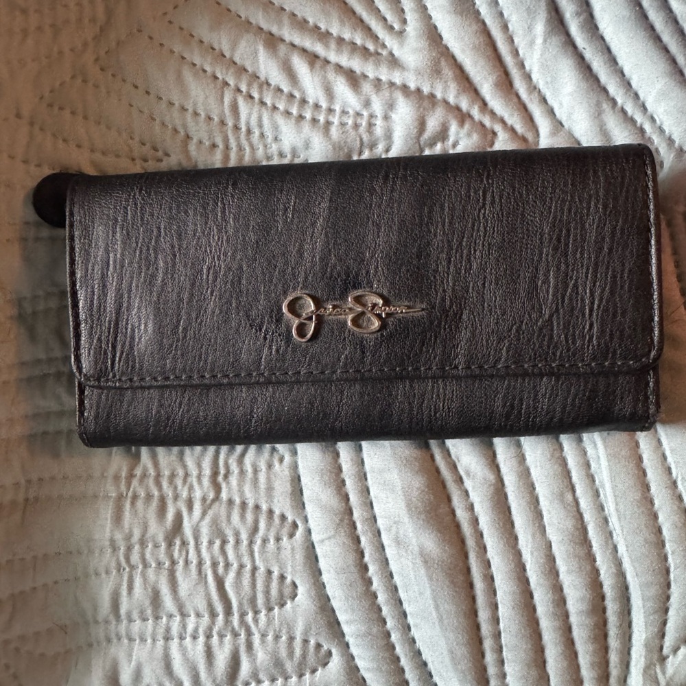 Jessica Simpson Black Pebbled Leather Wallet